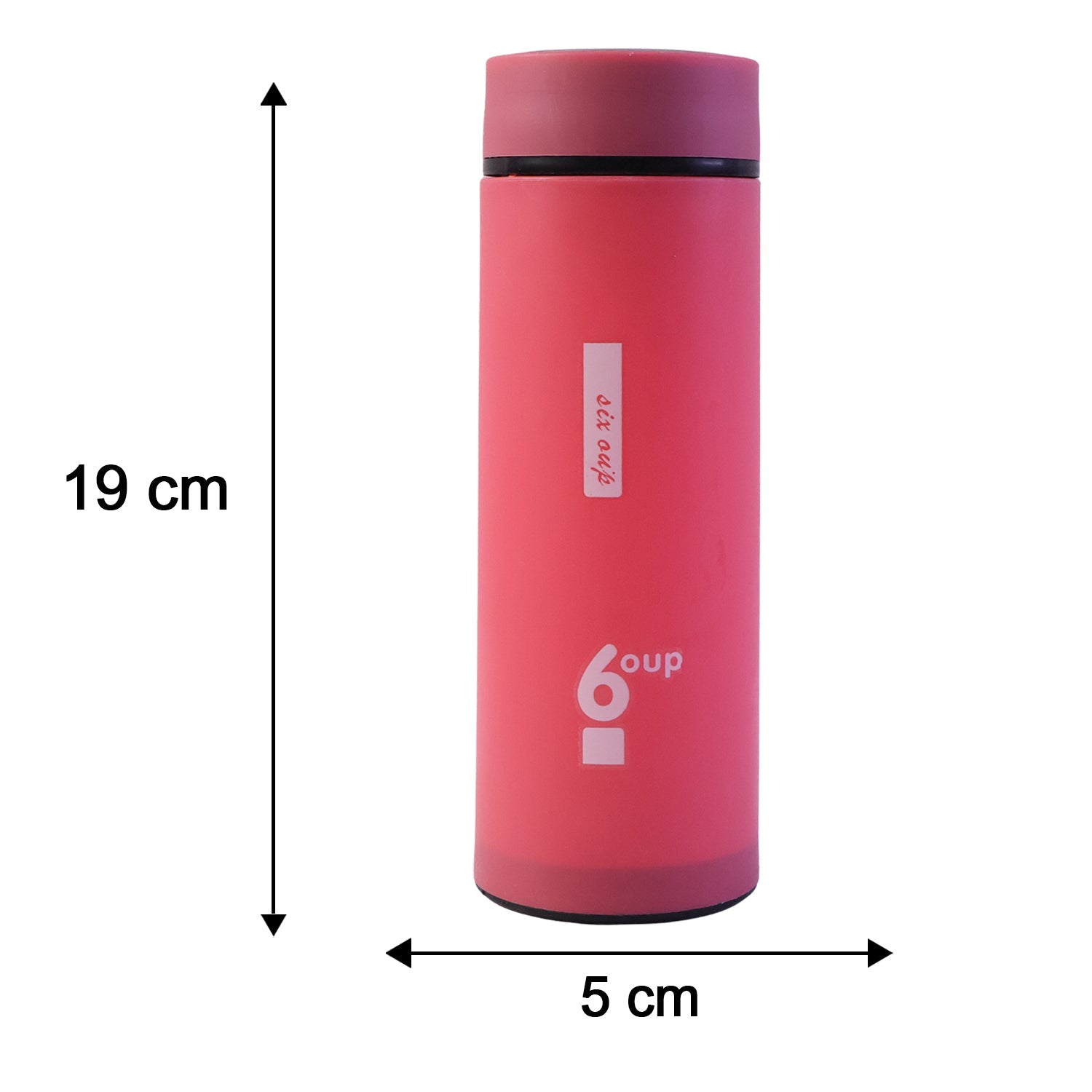Glass water bottle next to measuring tape for size reference