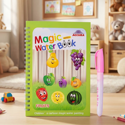Reusable water drawing book with water-resistant pages