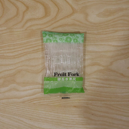 Set of disposable fruit forks for snacks and desserts