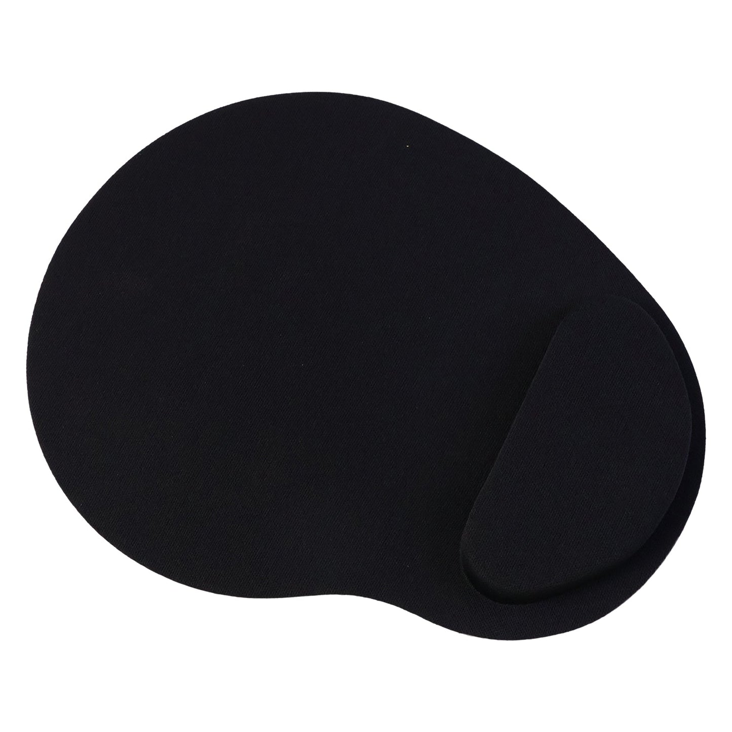 Black ergonomic mouse pad with wrist rest on desk