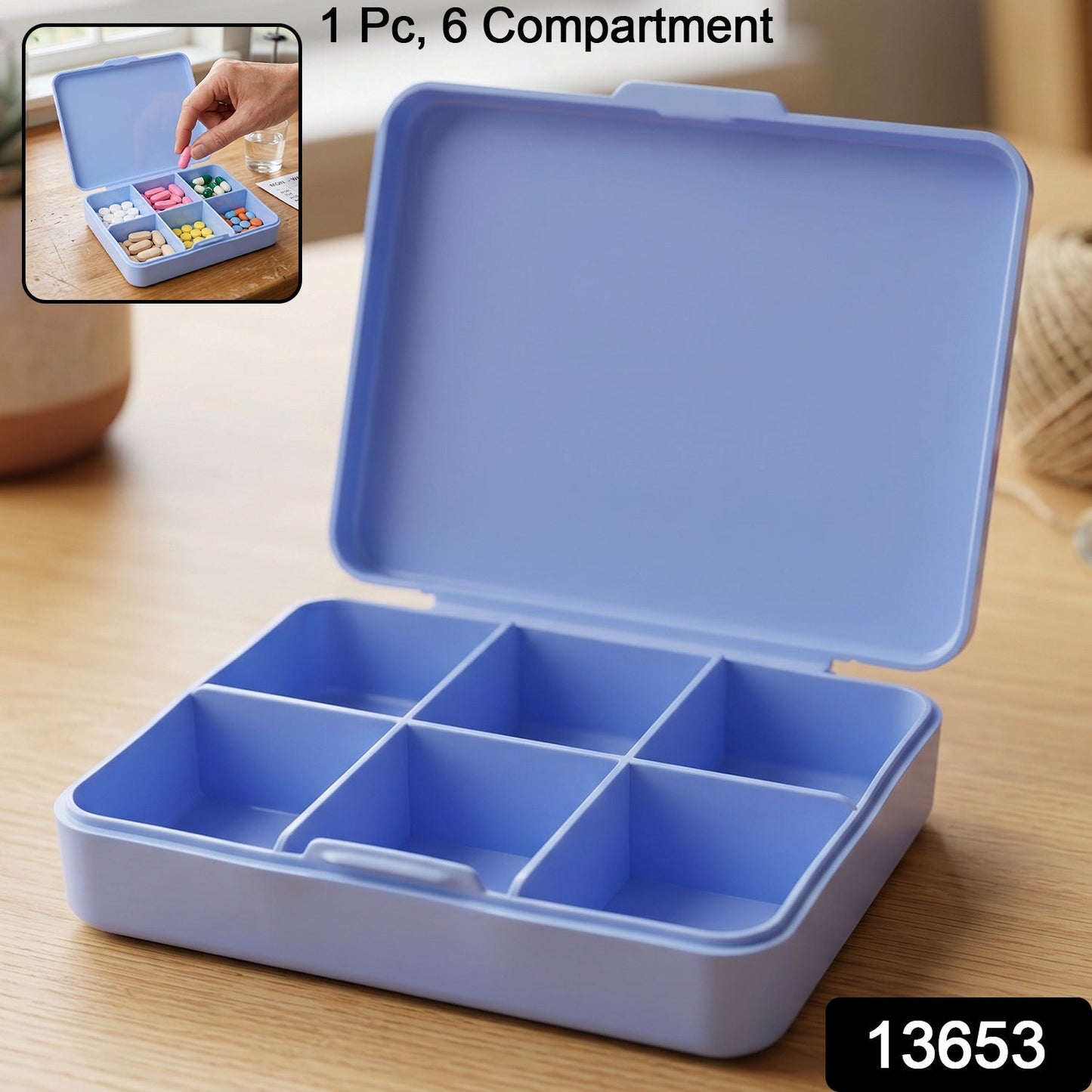 Pack of portable 6-compartment medicine storage cases for travel