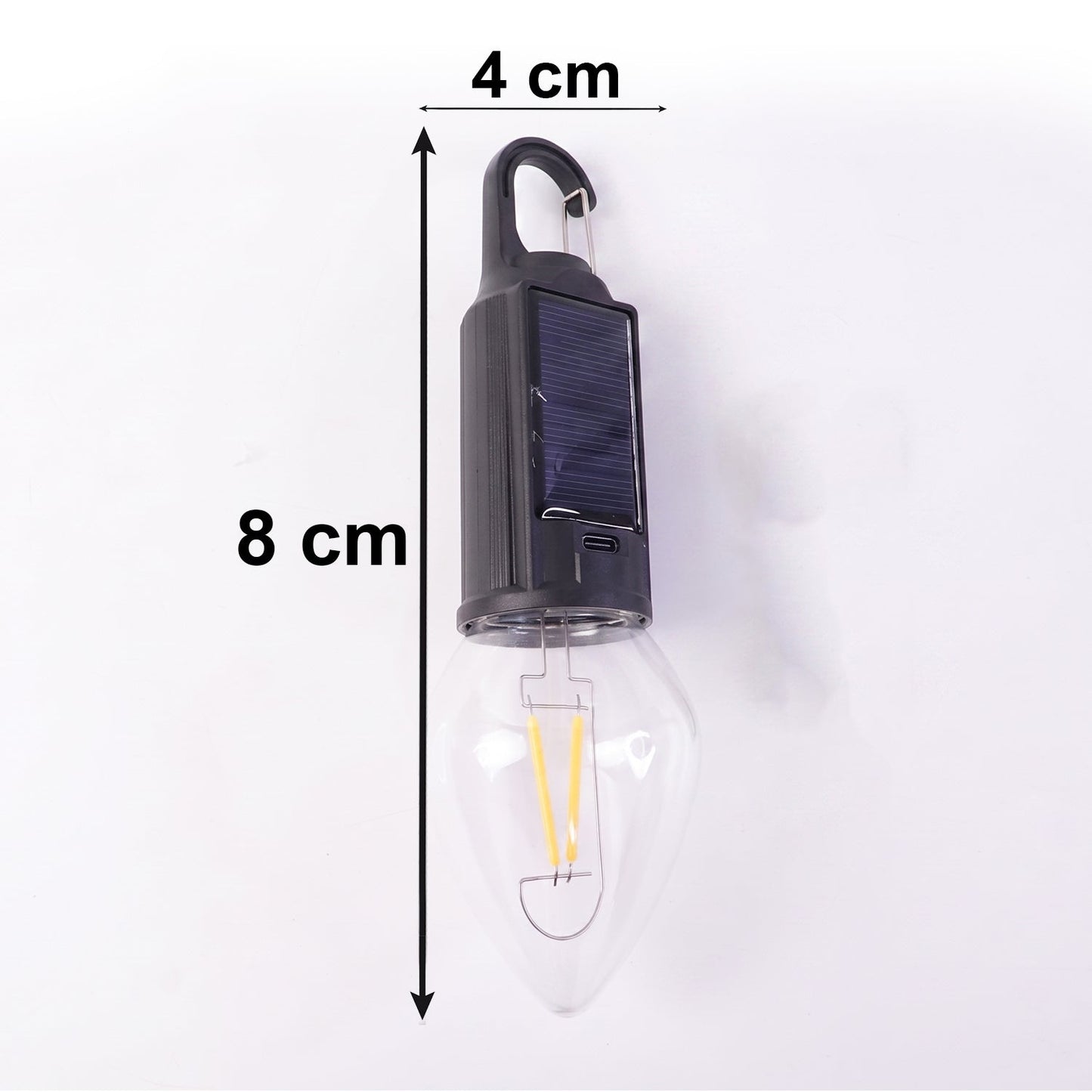 Solar rechargeable camping lantern on white background