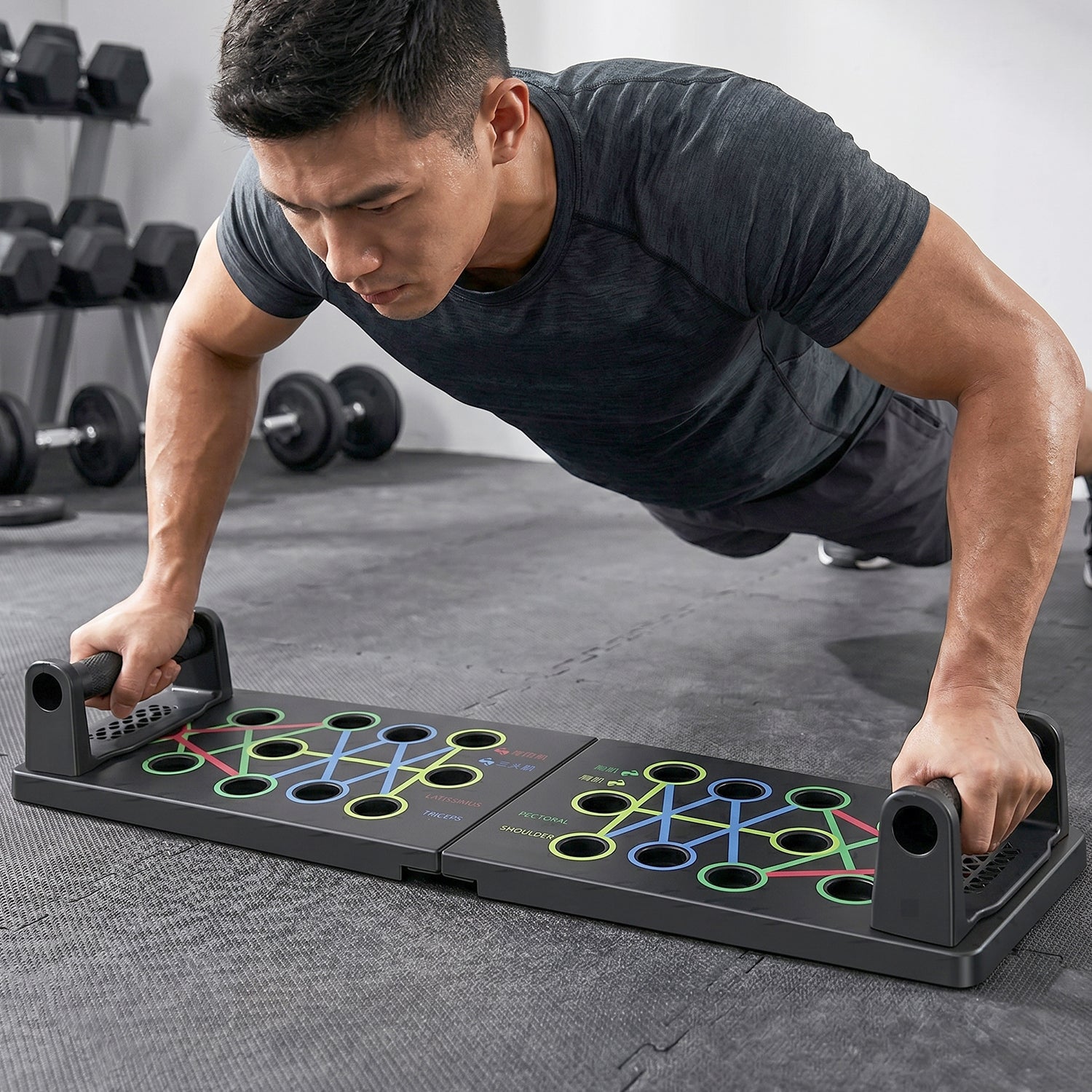 Push up board set up for home training