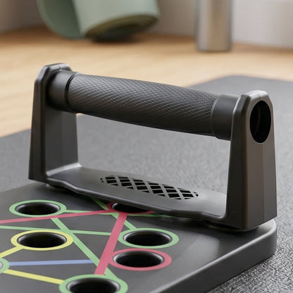 Push up board in use for workout, portable design