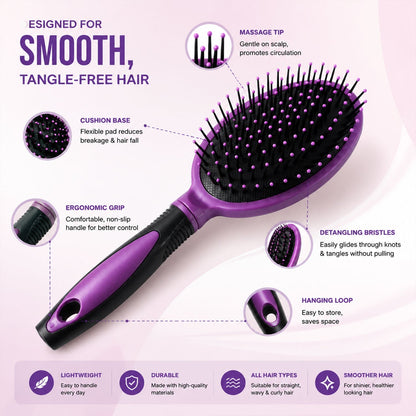 Close-up of ball-tip bristles on a hair brush for gentle styling