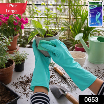 Pair of Victor green dishwashing gloves