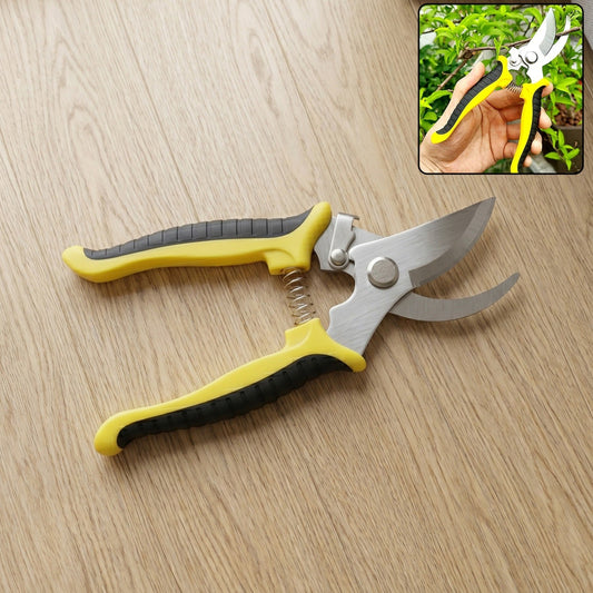 Heavy duty garden pruning shears with sharp stainless steel blades suitable for thick stems