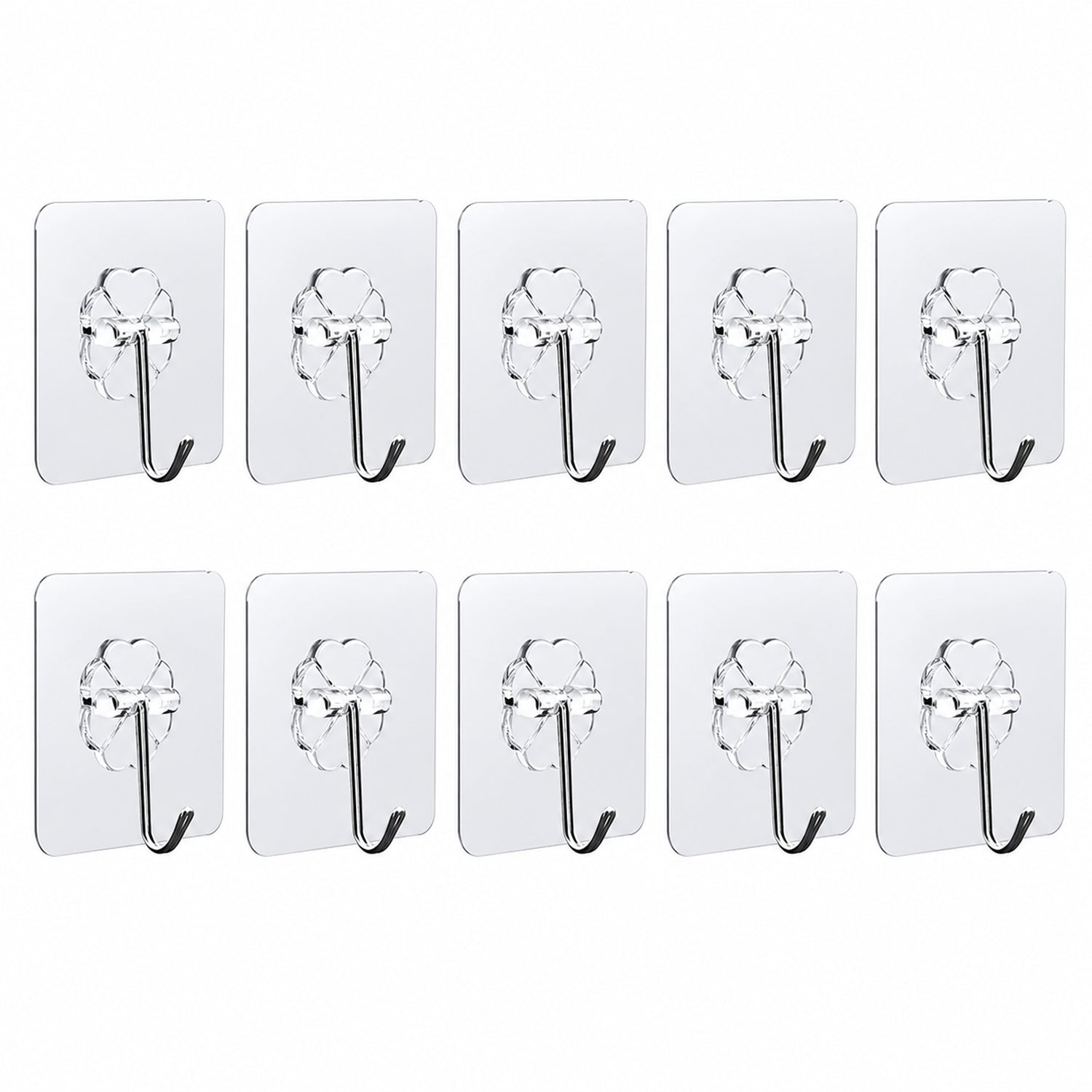 Transparent adhesive hooks set on wall