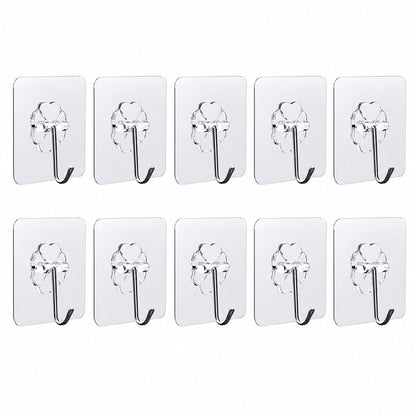 Transparent adhesive hooks set on wall