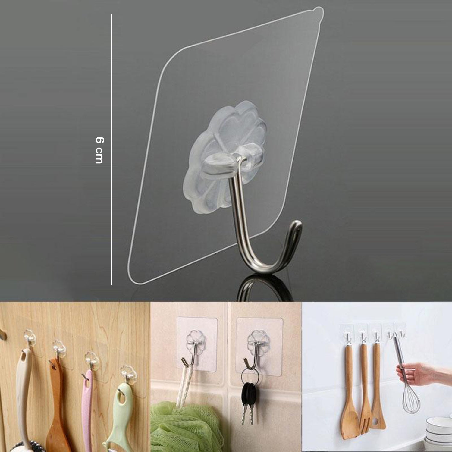 Size guide for wall hooks showing dimensions