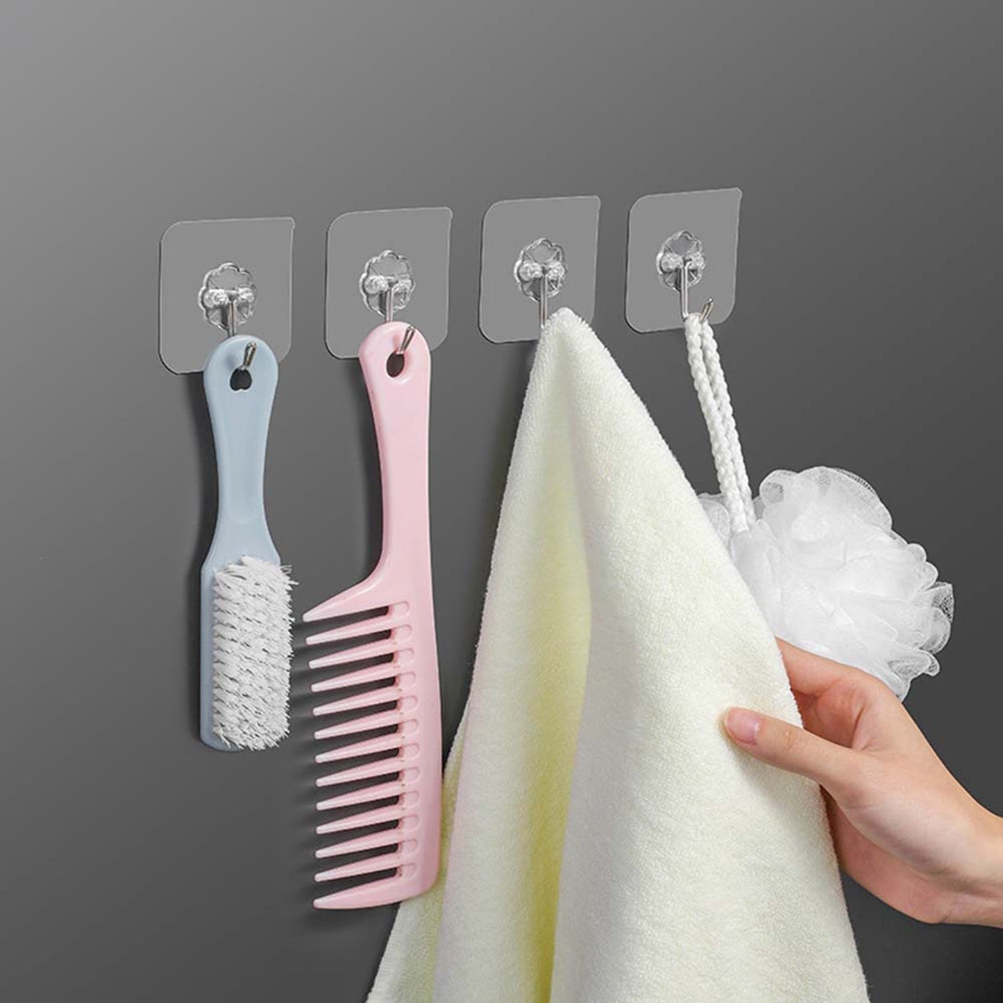 Hooks used to hang towels in kitchen or bathroom