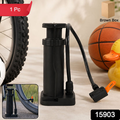 Mini foot pedal air pump in retail packaging, compact and portable