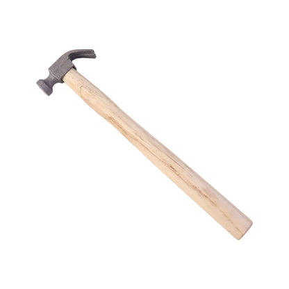 Claw hammer on white background, showing dimensions and design