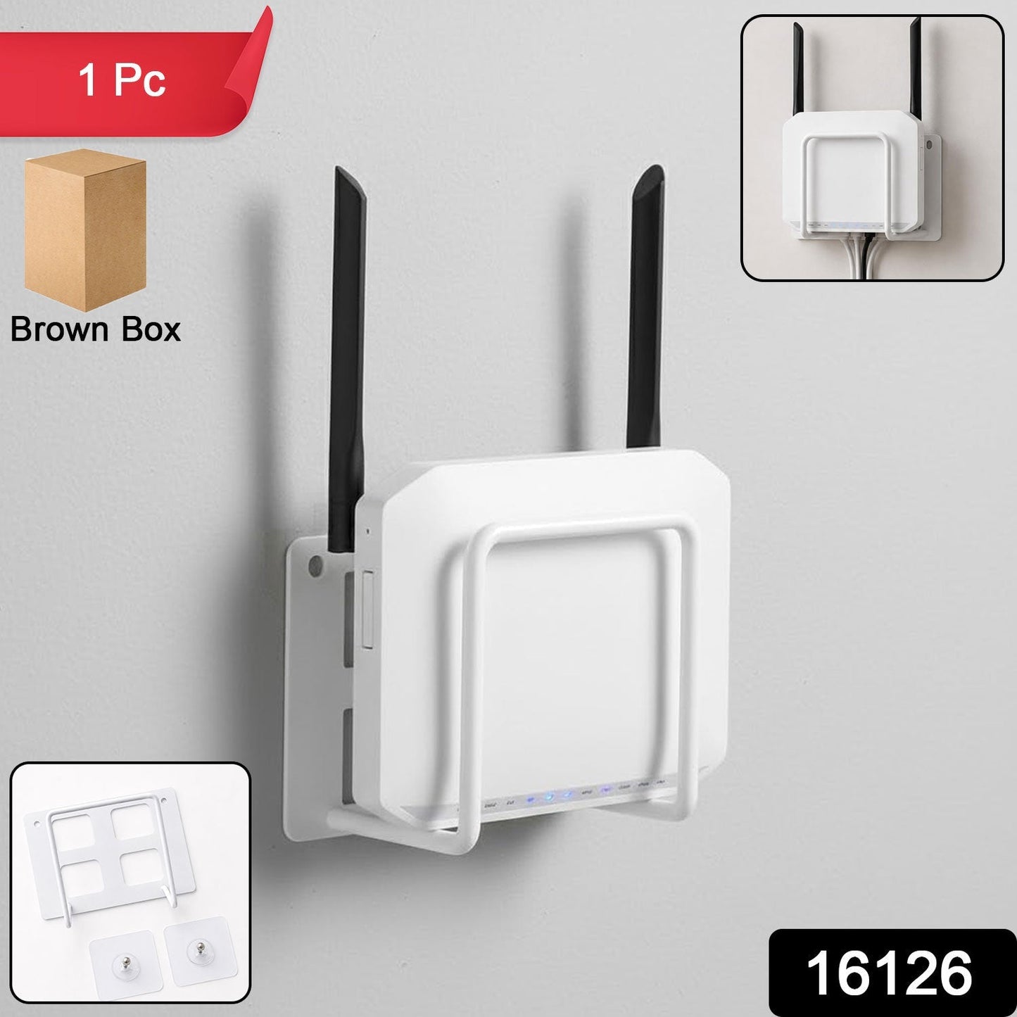  router bracket holder pack with adhesive pads and screws