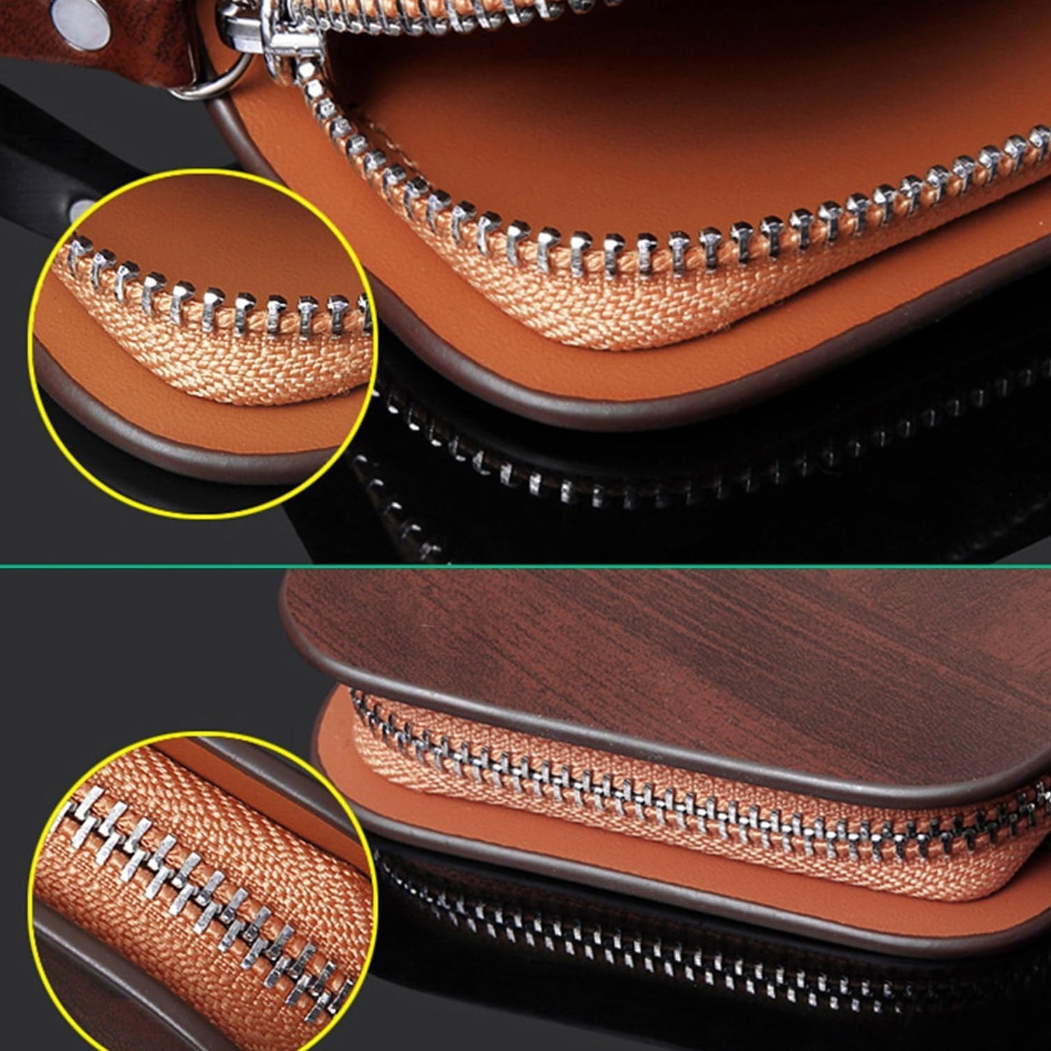 Smart key holder with zip and detachable key ring