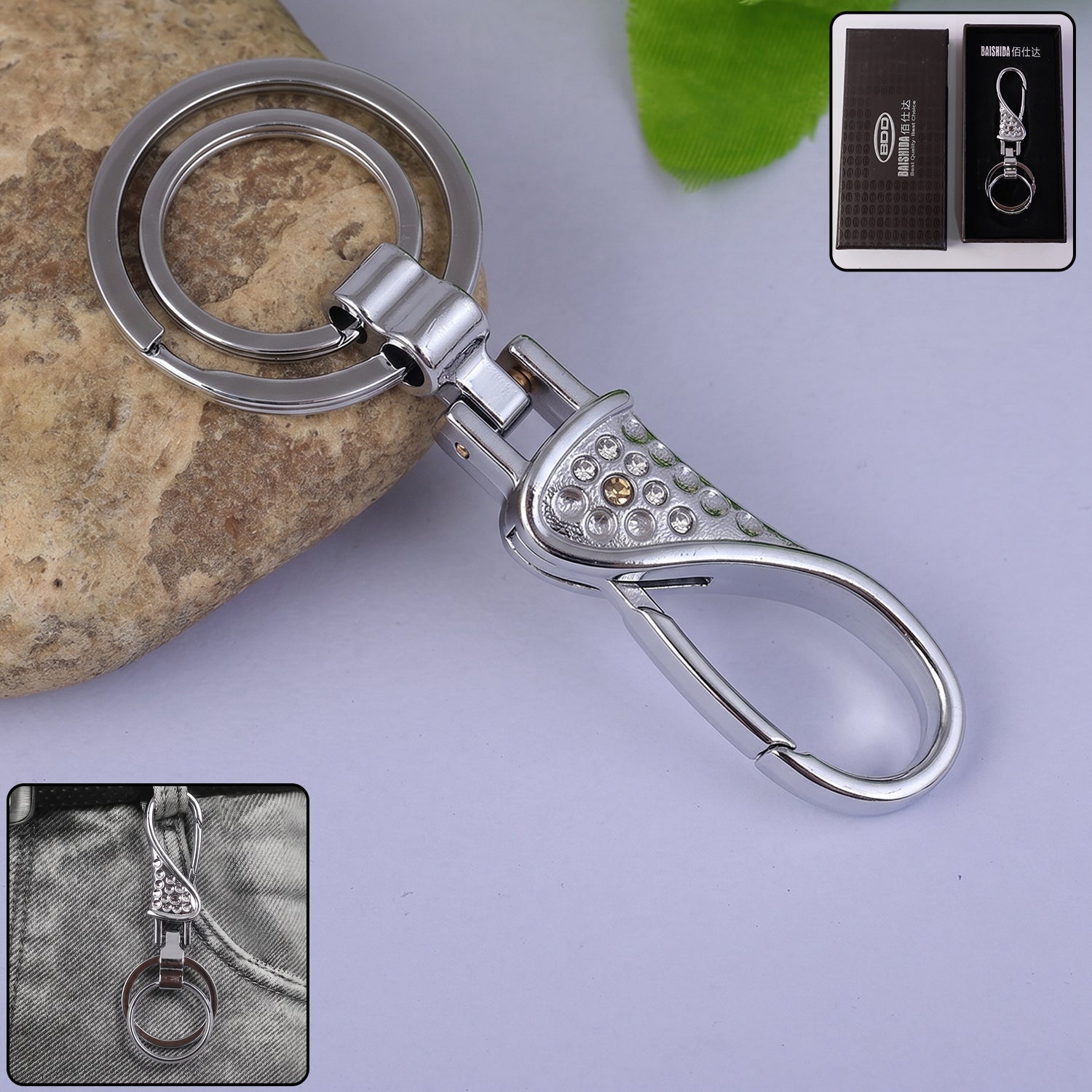 Swivel hook double key rings for secure key organization