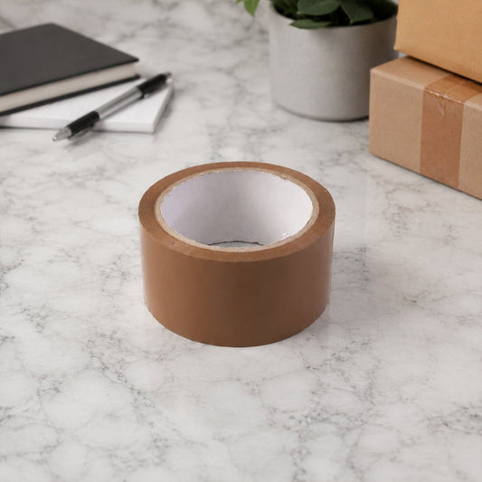 Brown cello tape on box sealing and packing