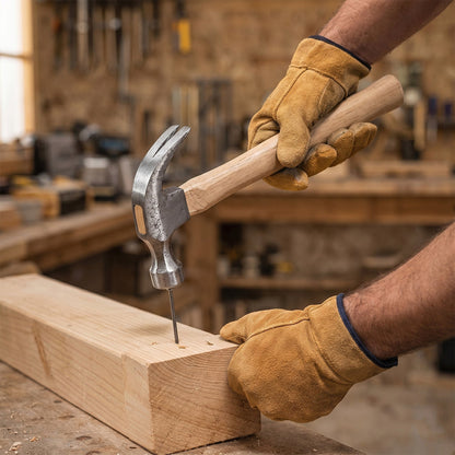 Nail removal claw on woodworking hammer