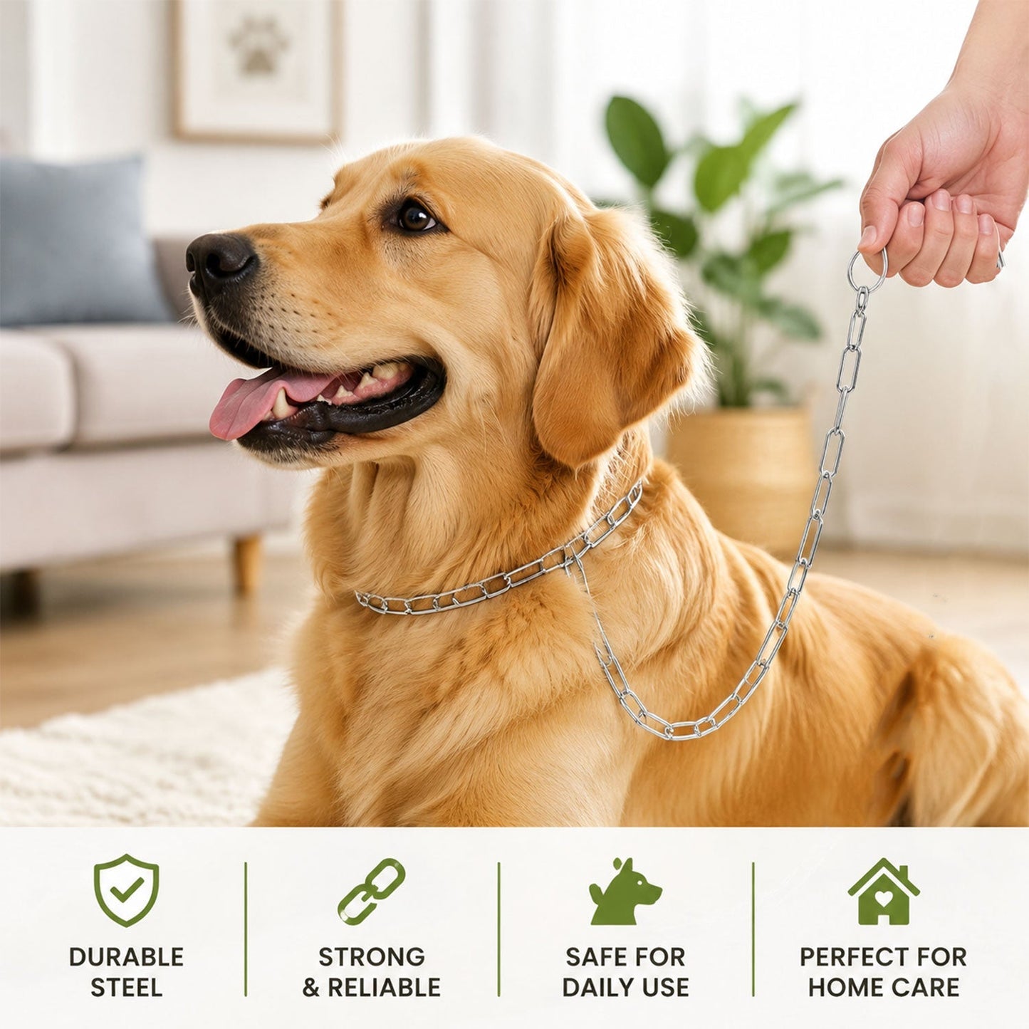 Detail of heavy duty dog leash clip in stainless steel