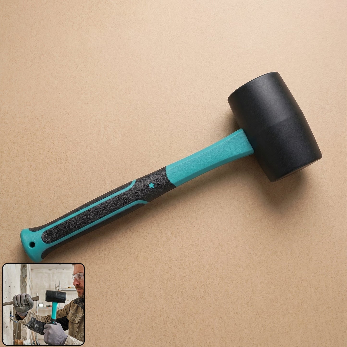 Durable heavy duty sledge hammer rubber mallet with ergonomic handle