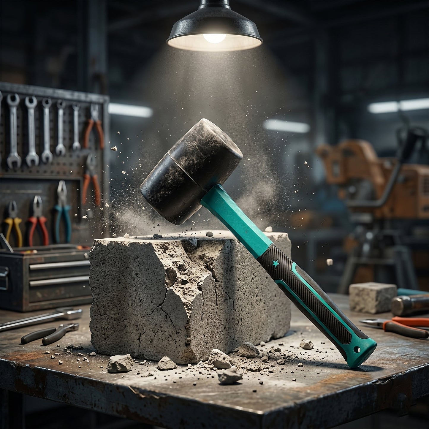 Rubber mallet head detail for surface protection