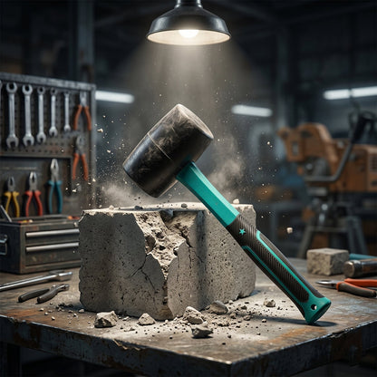 Rubber mallet head detail for surface protection