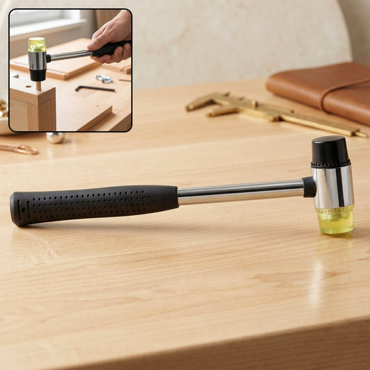 Double head rubber mallet with steel handle for DIY & home repairs