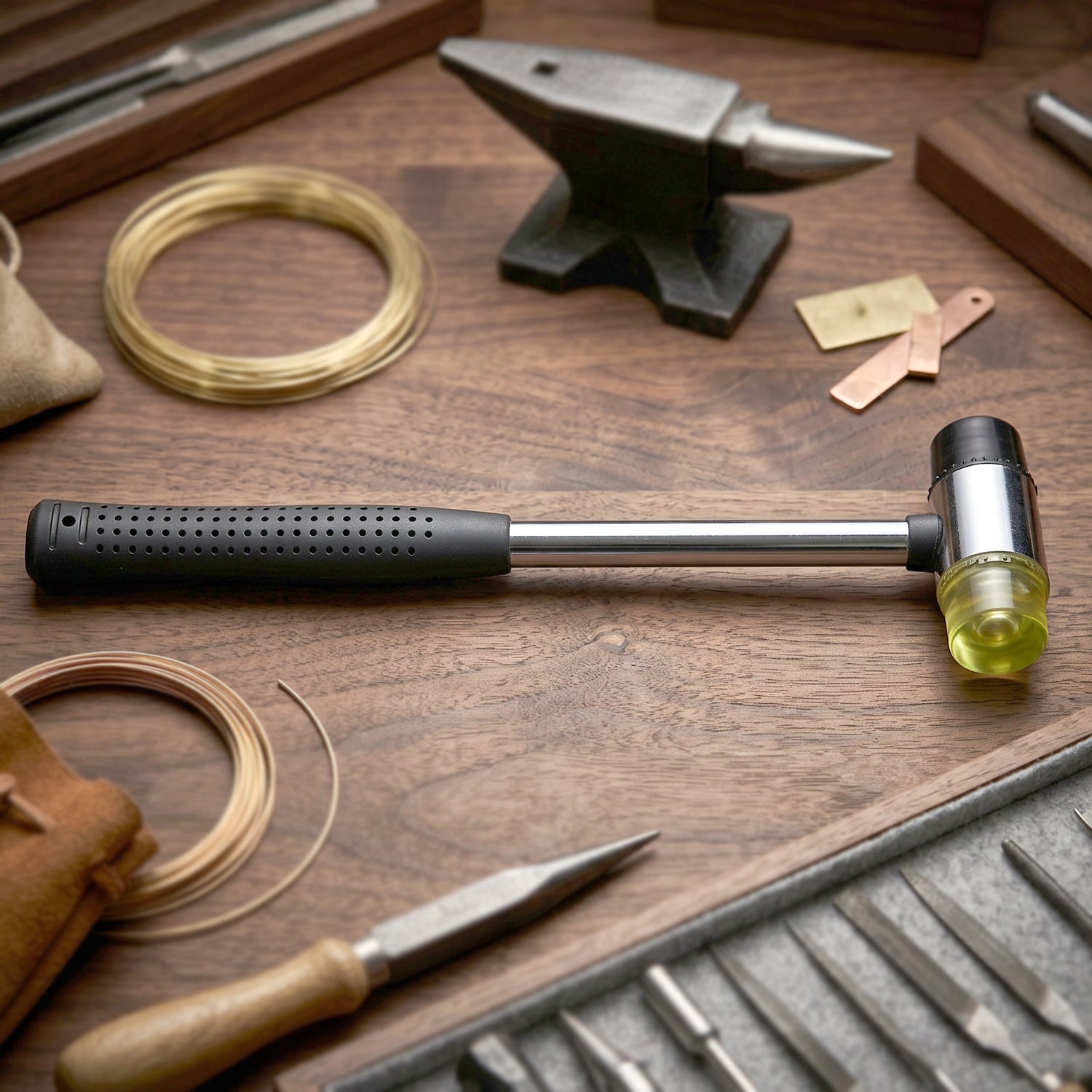 Mallet hammer with non-slip grip handle for household and outdoor use