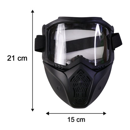 Size guide diagram for bike goggle face mask