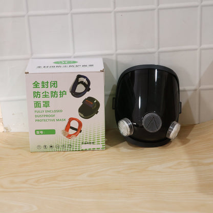 Worker wearing full face safety mask for daily use