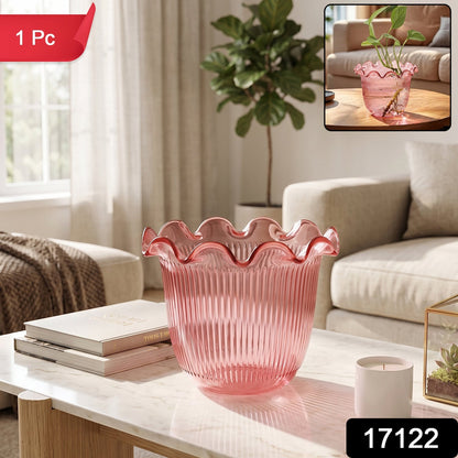 Pack of decorative ruffled flower pots for home decor