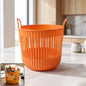 Plastic round storage basket with dual handles and Roman pattern