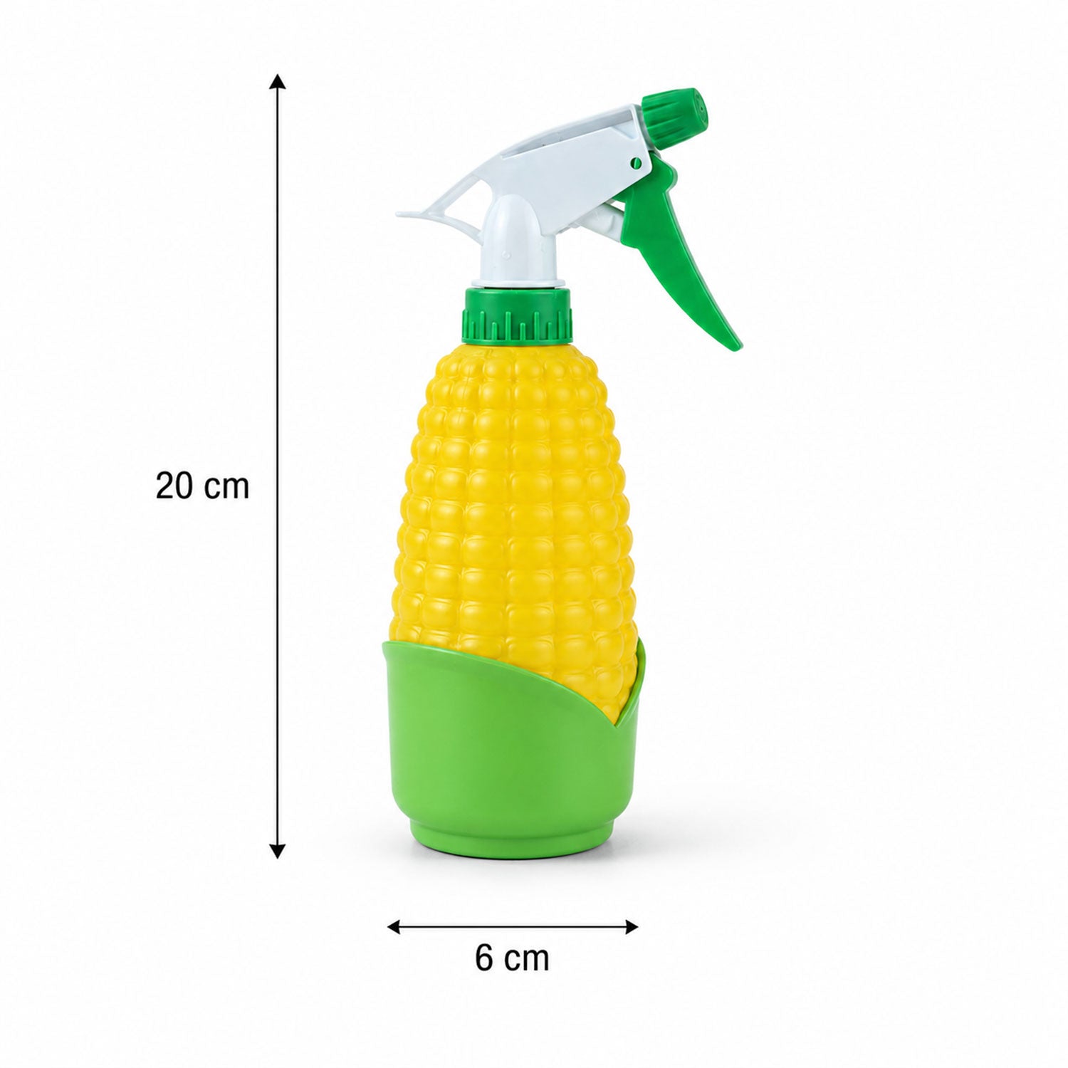 Size guide showing dimensions of the corn shape trigger spray bottle.