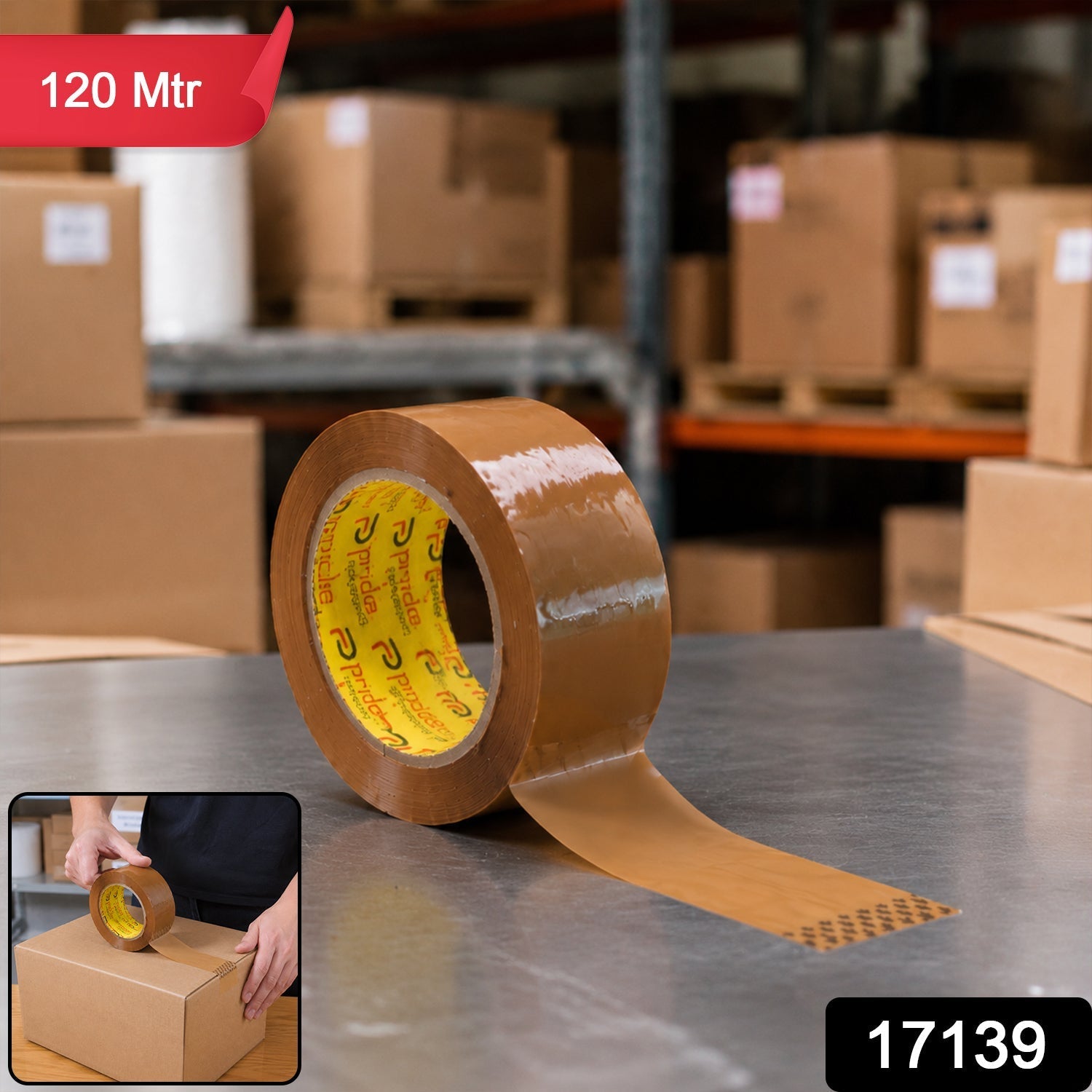 Brown cello tape pack on sturdy roll for packing use