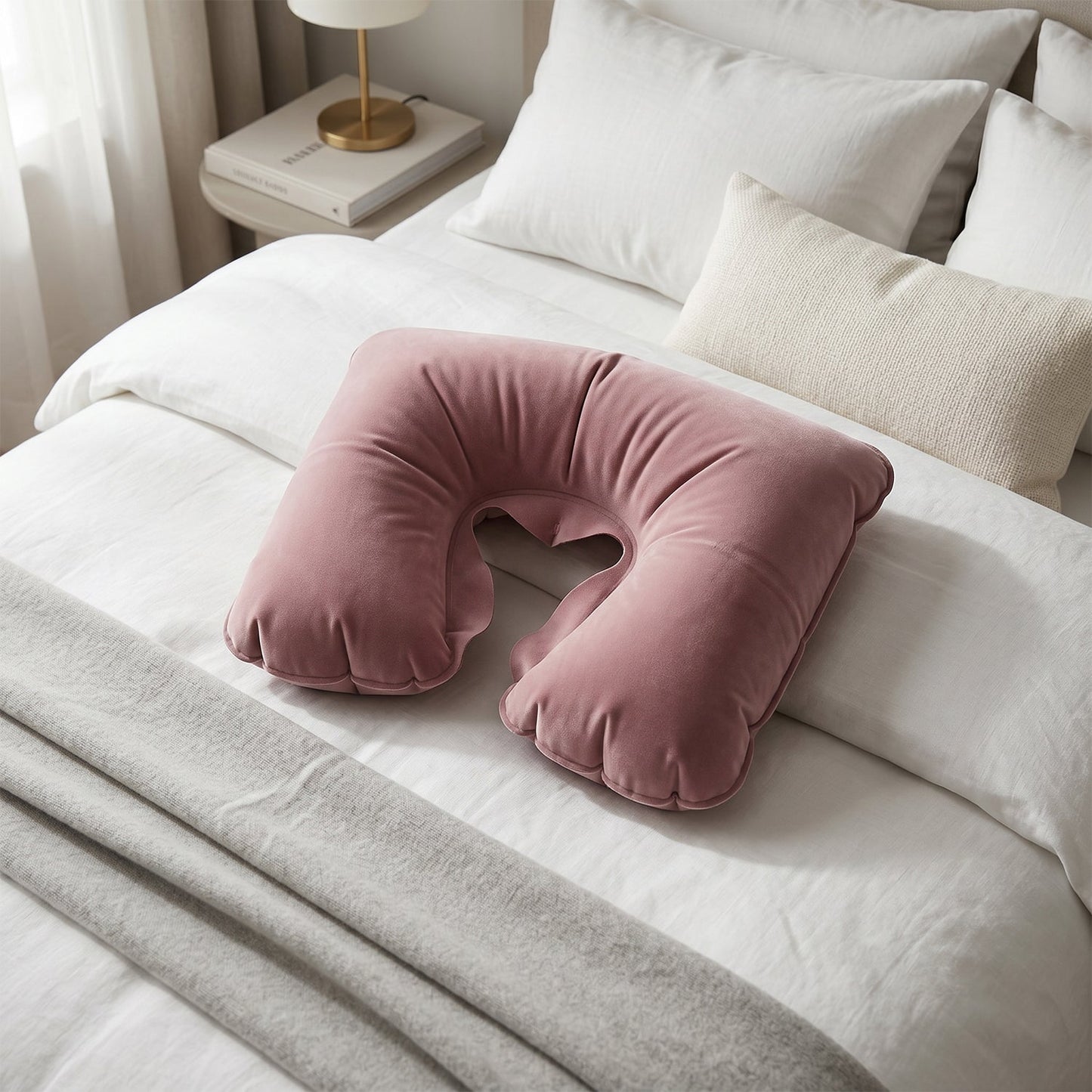 Travel pillow supporting neck and head on the go