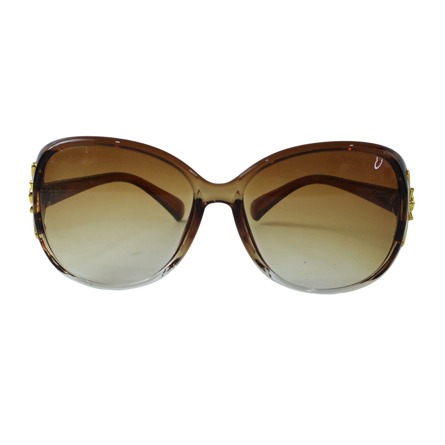 Oversized sunglasses with brown gradient frame on white background.