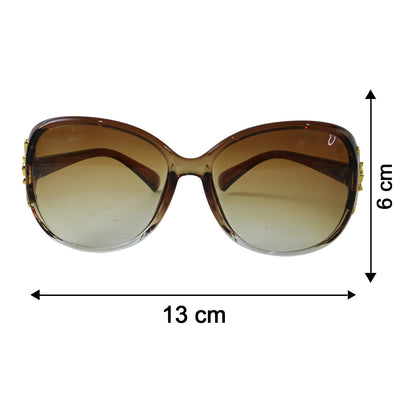 Size guide showing dimensions of oversized women's sunglasses.