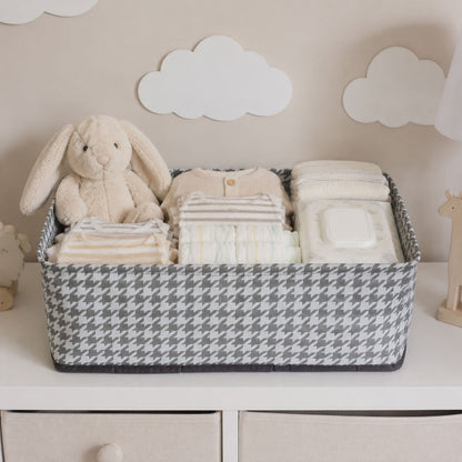 Foldable fabric cloth organizer basket with sturdy sides and handles
