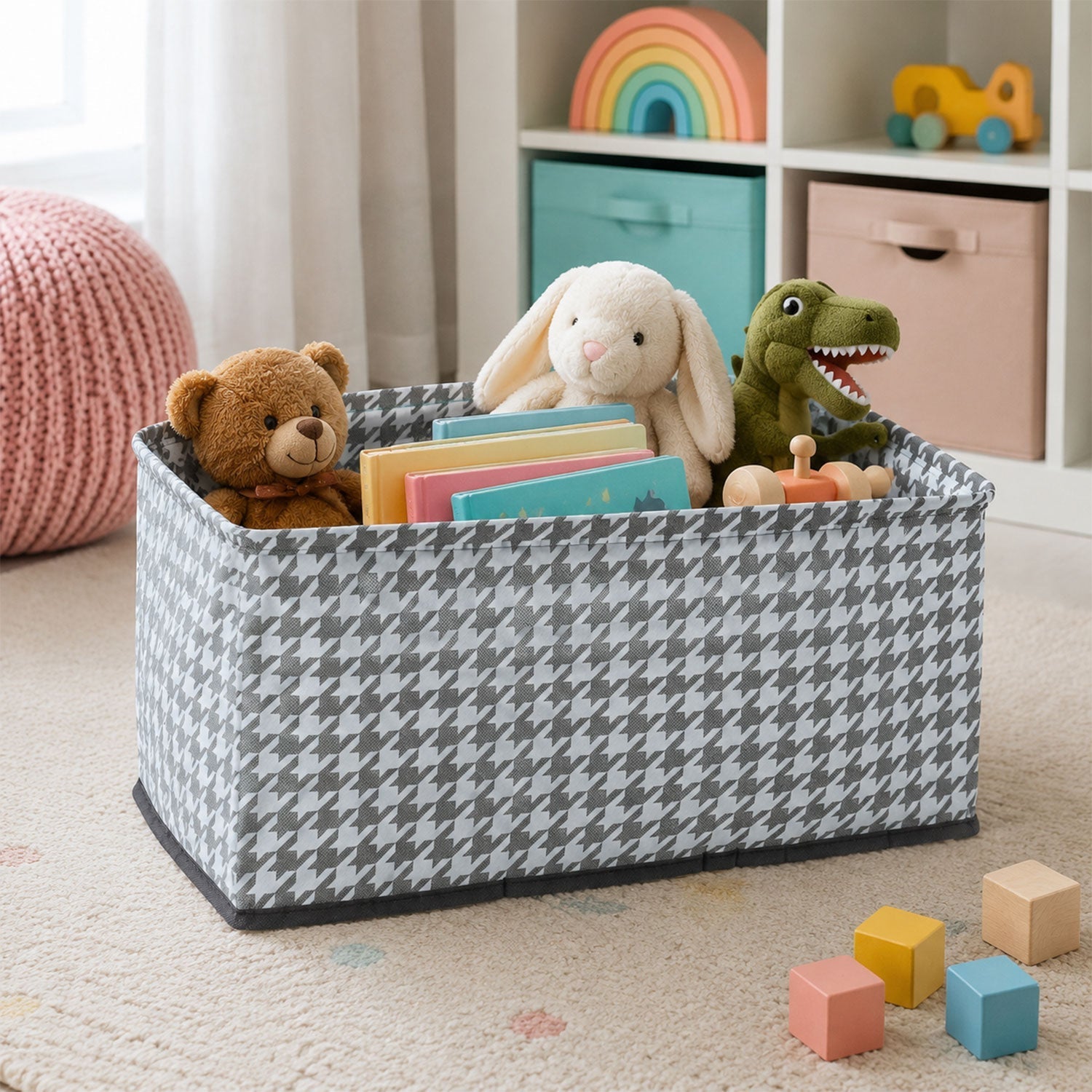 Home use fabric organizer basket with handles