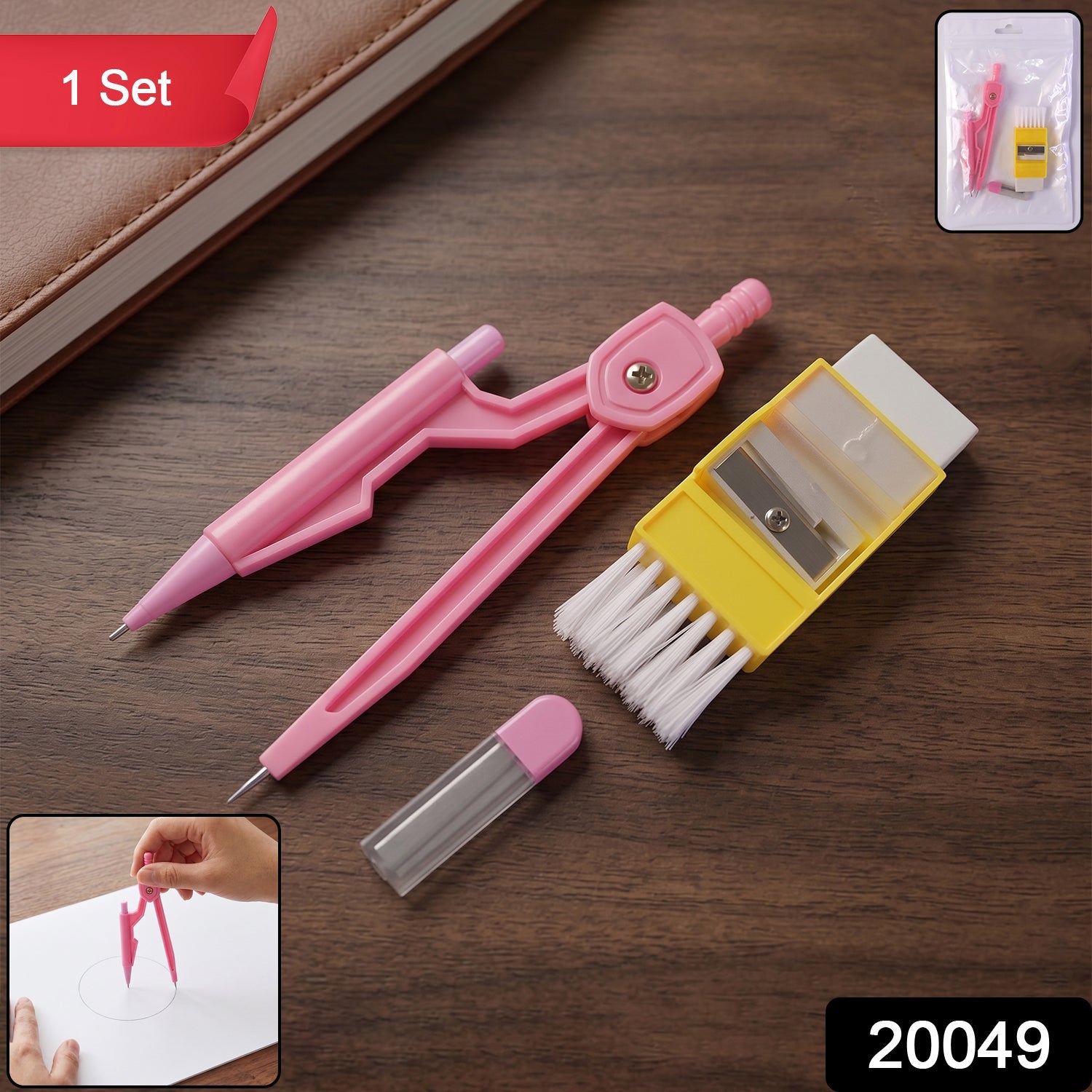 Mini compass and ruler stationery kit for kids