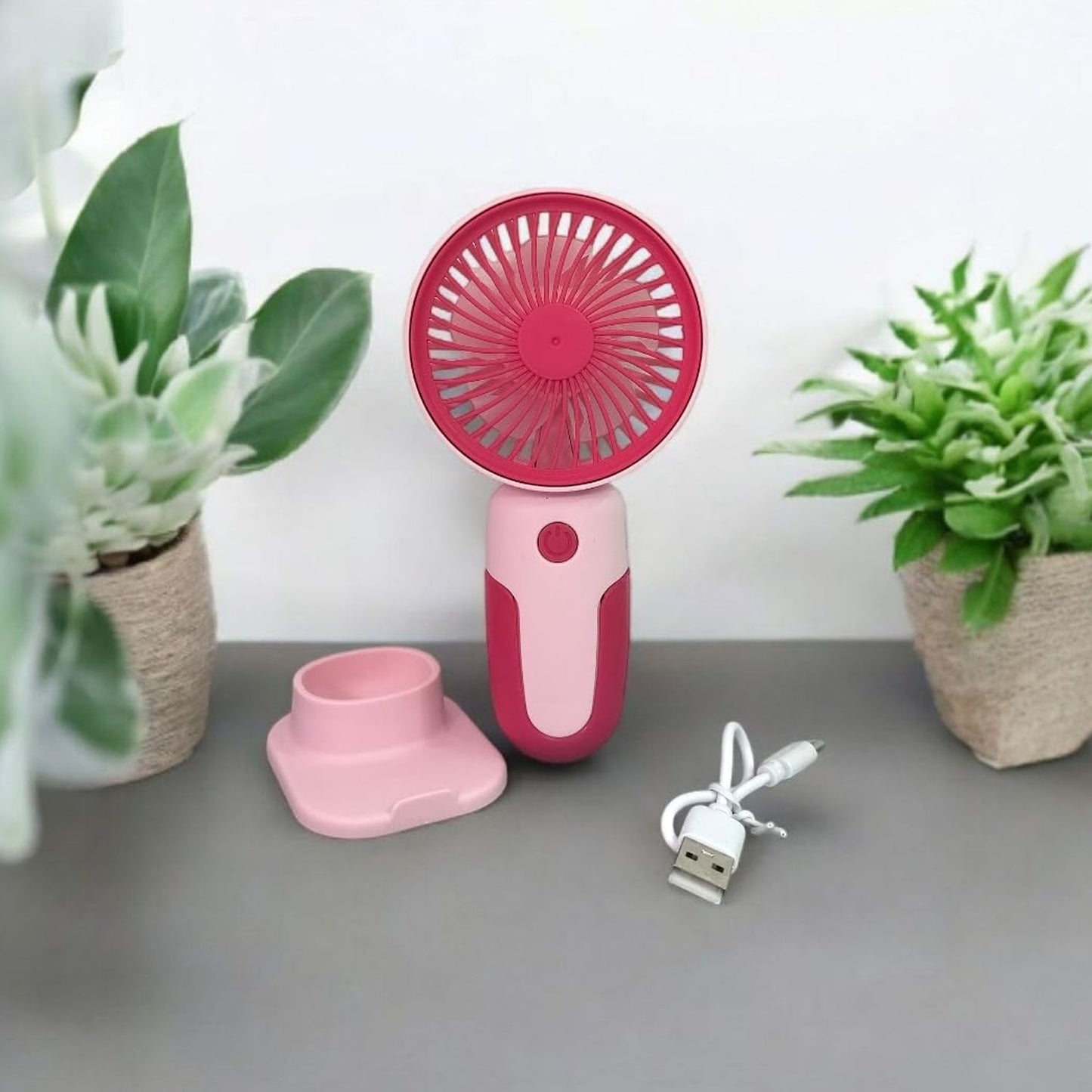 USB desk fan with stand for hands-free cooling