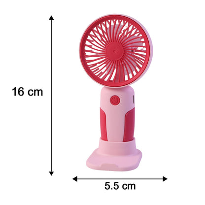 Size guide for mini handheld fan, compact dimensions