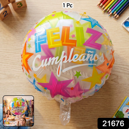 Bright round foil birthday balloon with shiny finish