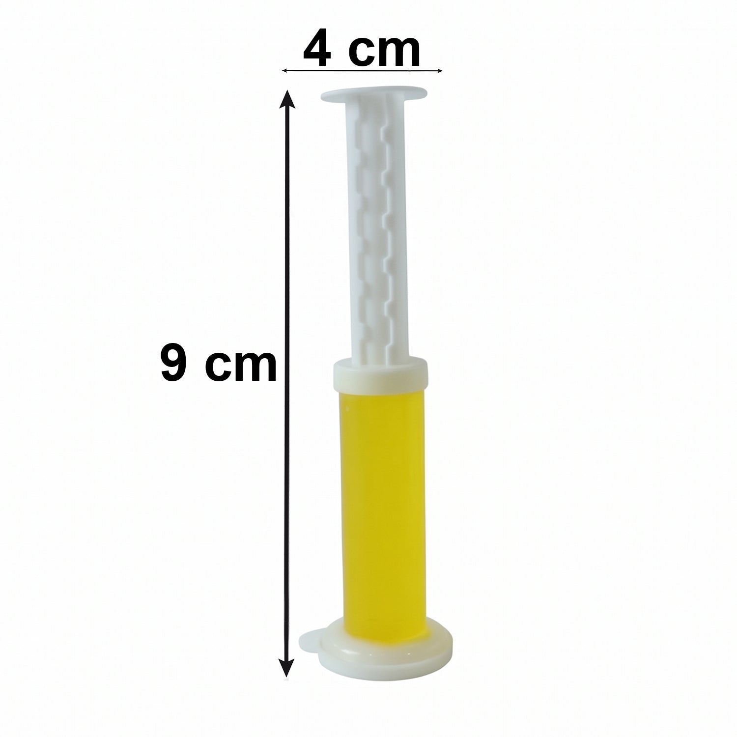 Hand holding toilet gel cleaner showing product size and design