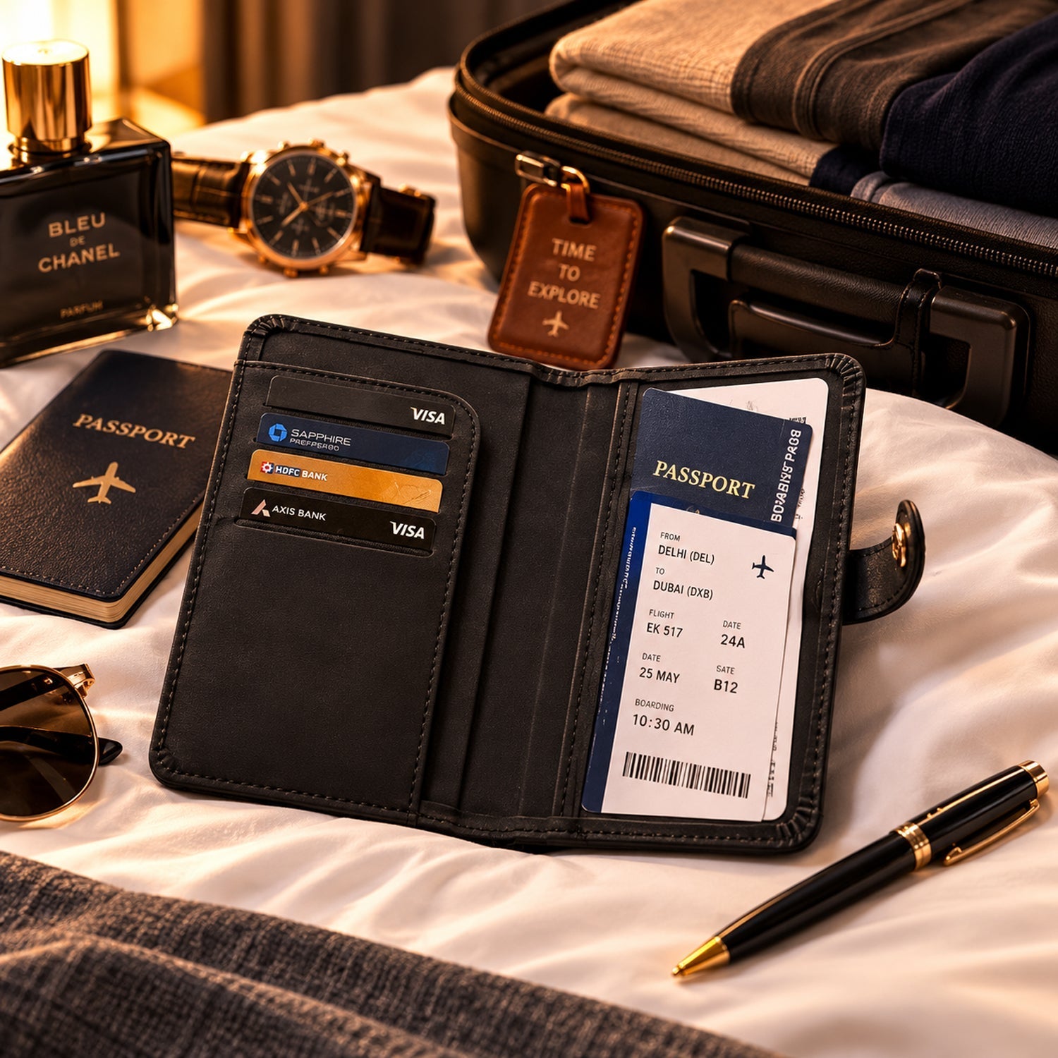 Travel passport cover with mix design patterns