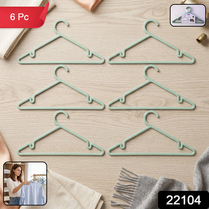 Set of 6 durable plastic clothing hangers for home and closet organization