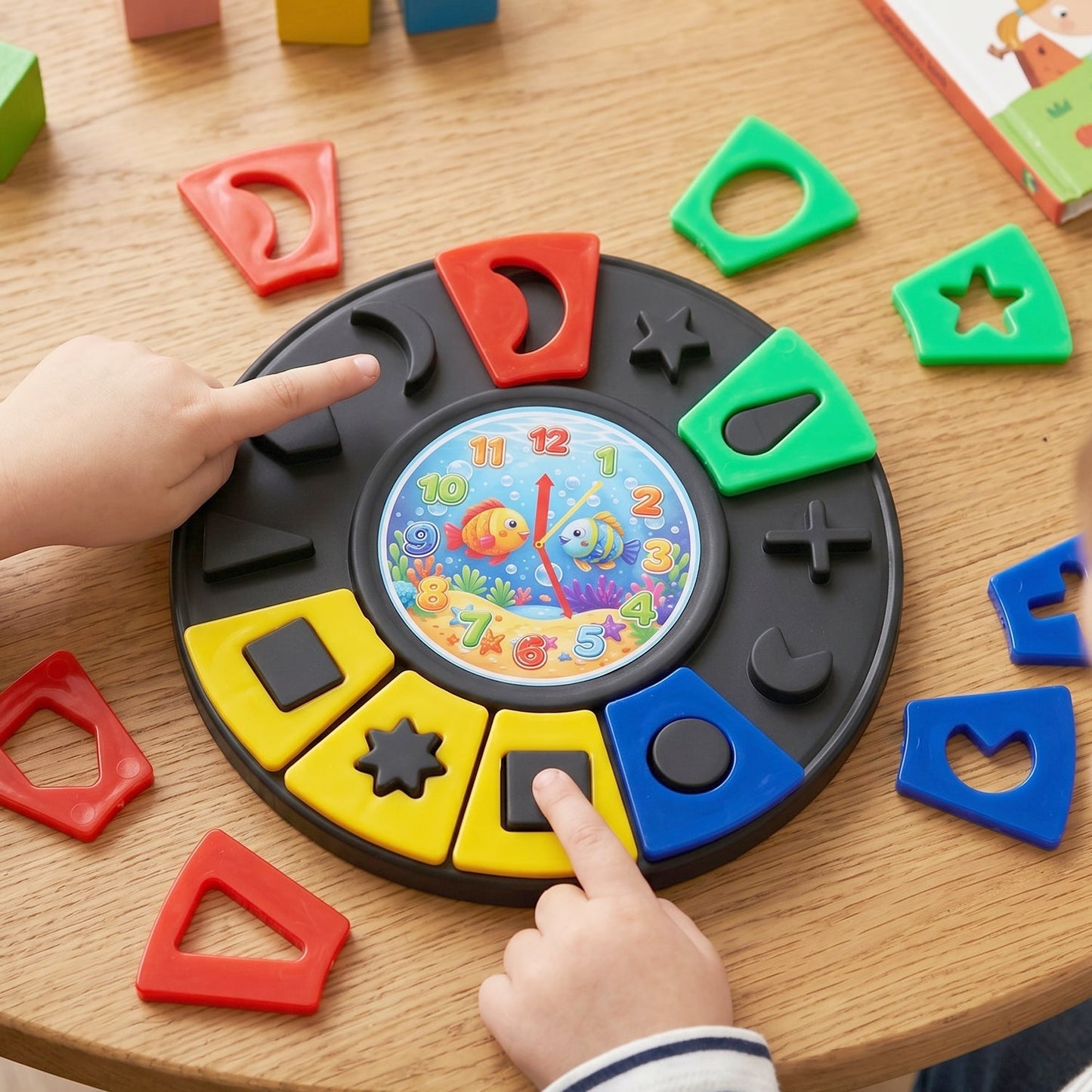 Shape sorter clock learning toy for early education
