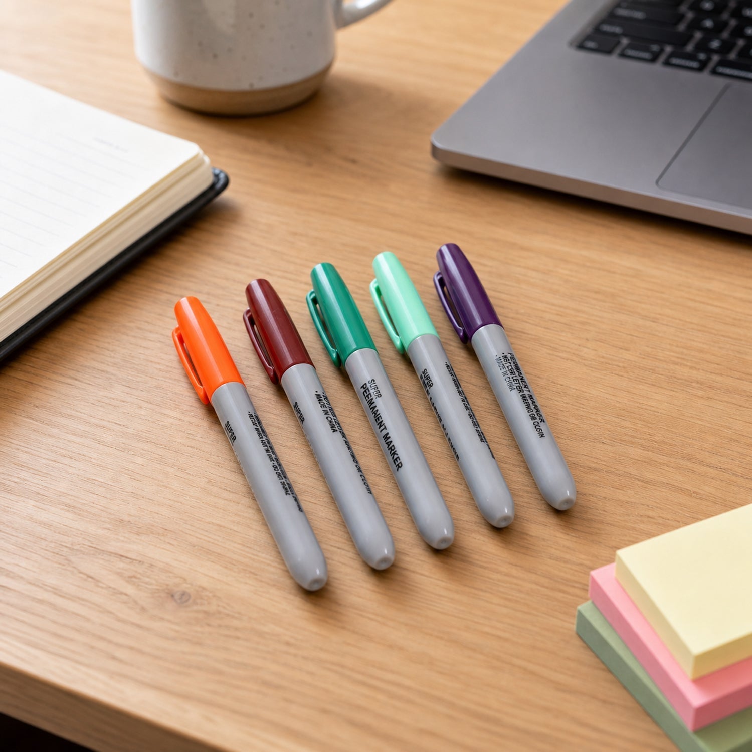 Close-up of mix color marker nib for detailed work
