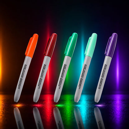 Size guide for permanent marker pen with vibrant ink colors