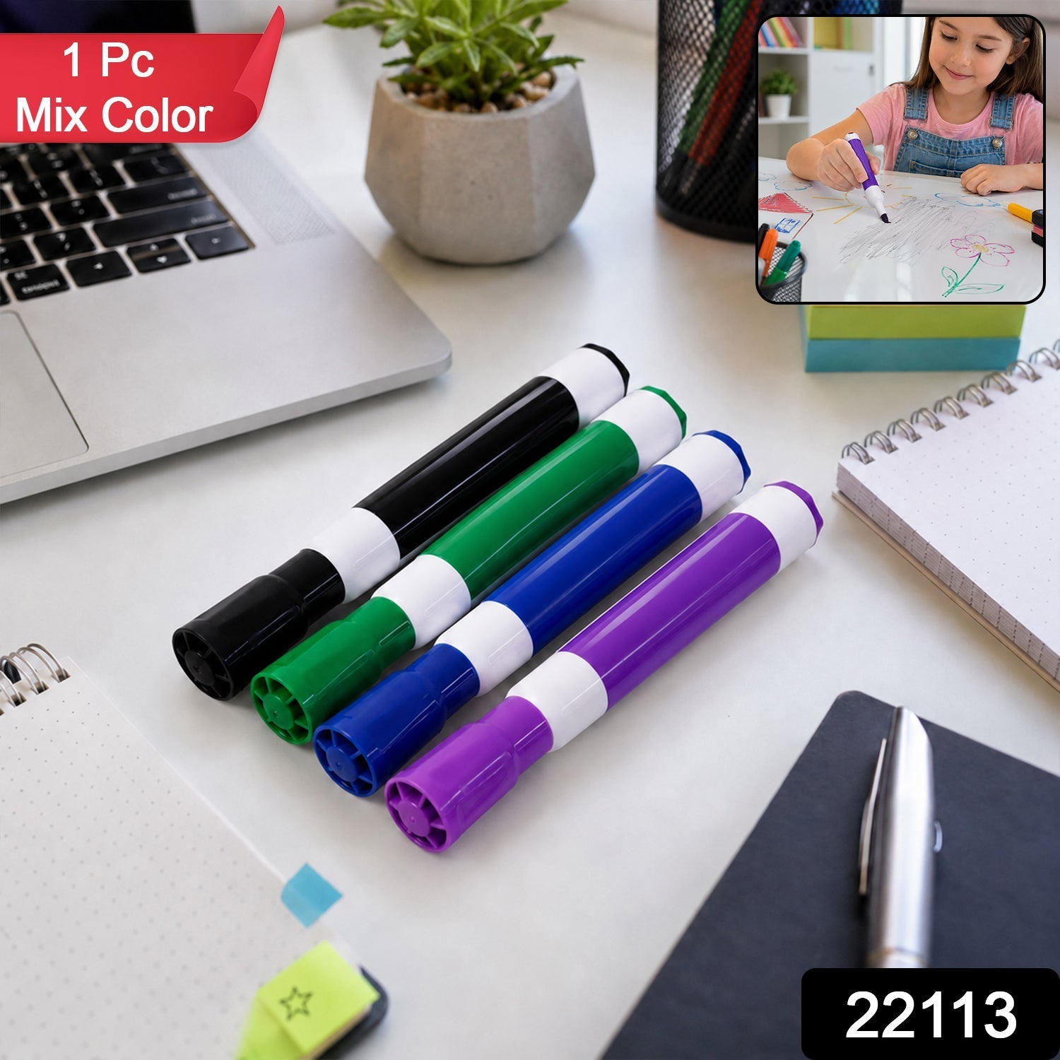 Pack of dry erase markers with assorted bright colors for classroom or office
